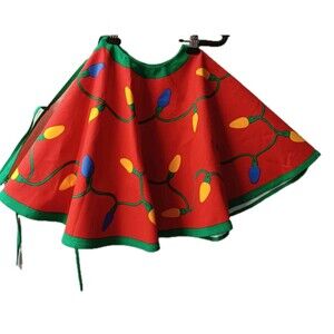 Eddie Bauer Home Christmas String of Lights Pattern Tree Skirt Red & Green